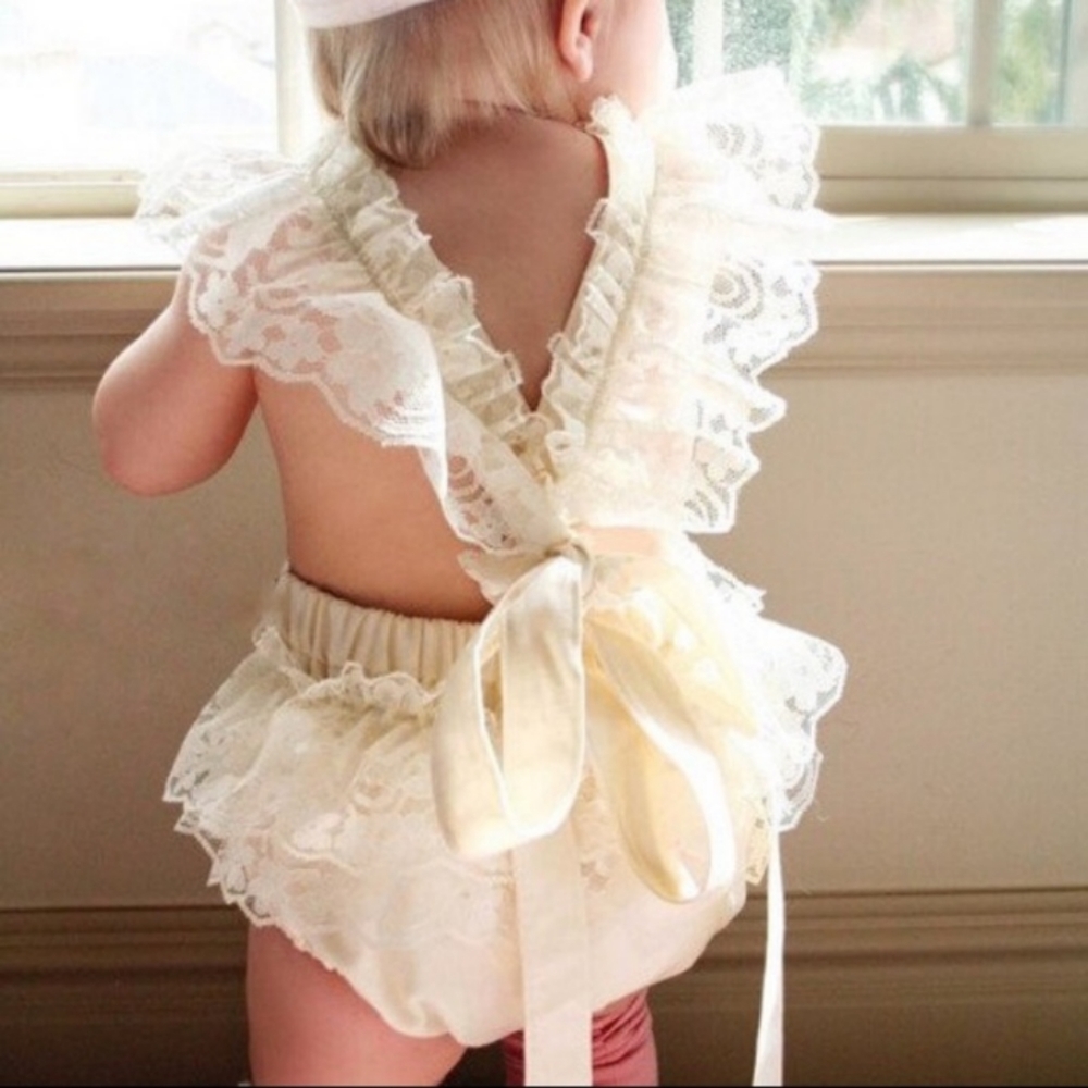 Baby photo jumper vintage lace infant